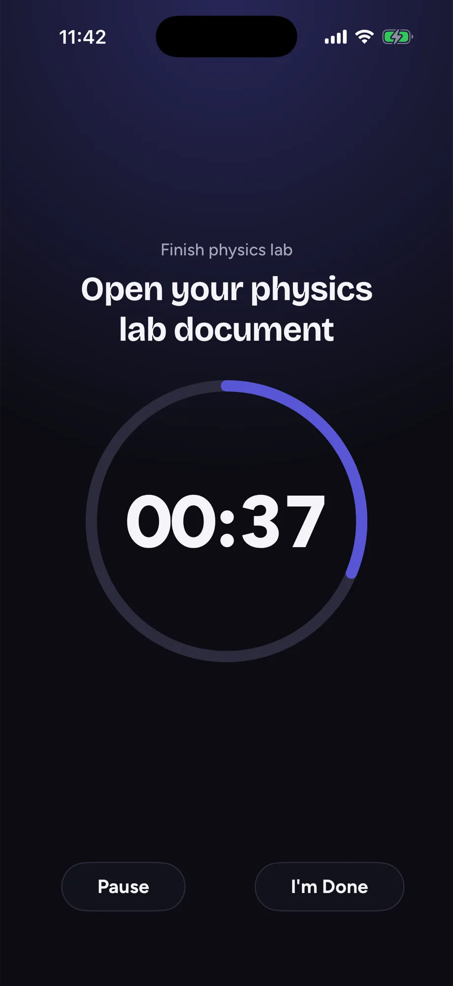 Nokoto's two-minute timer counting down on the step: Open your physics lab document.